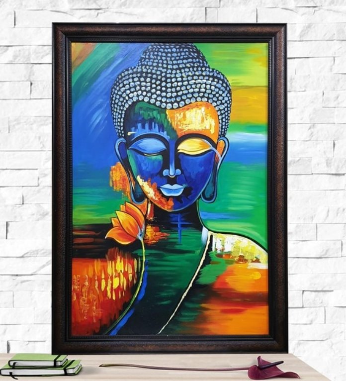 Buy Holy Painted Buddha Face Original Handmade Oil Painting On Canvas  Framed by Rahul Kohli Online - Spiritual Paintings - Original Paintings -  Home Decor - Pepperfry Product